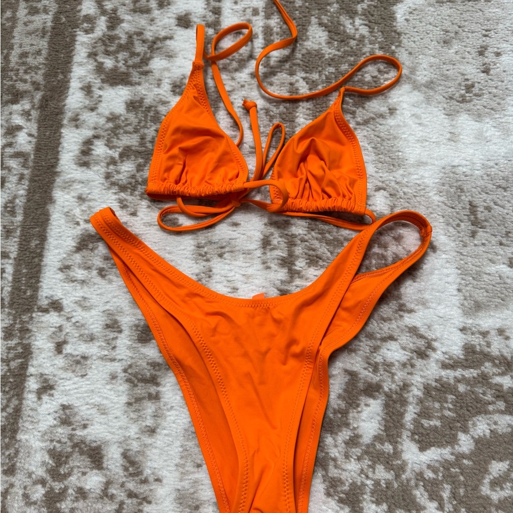 SKIMS Orange Triangle String Bikini Set